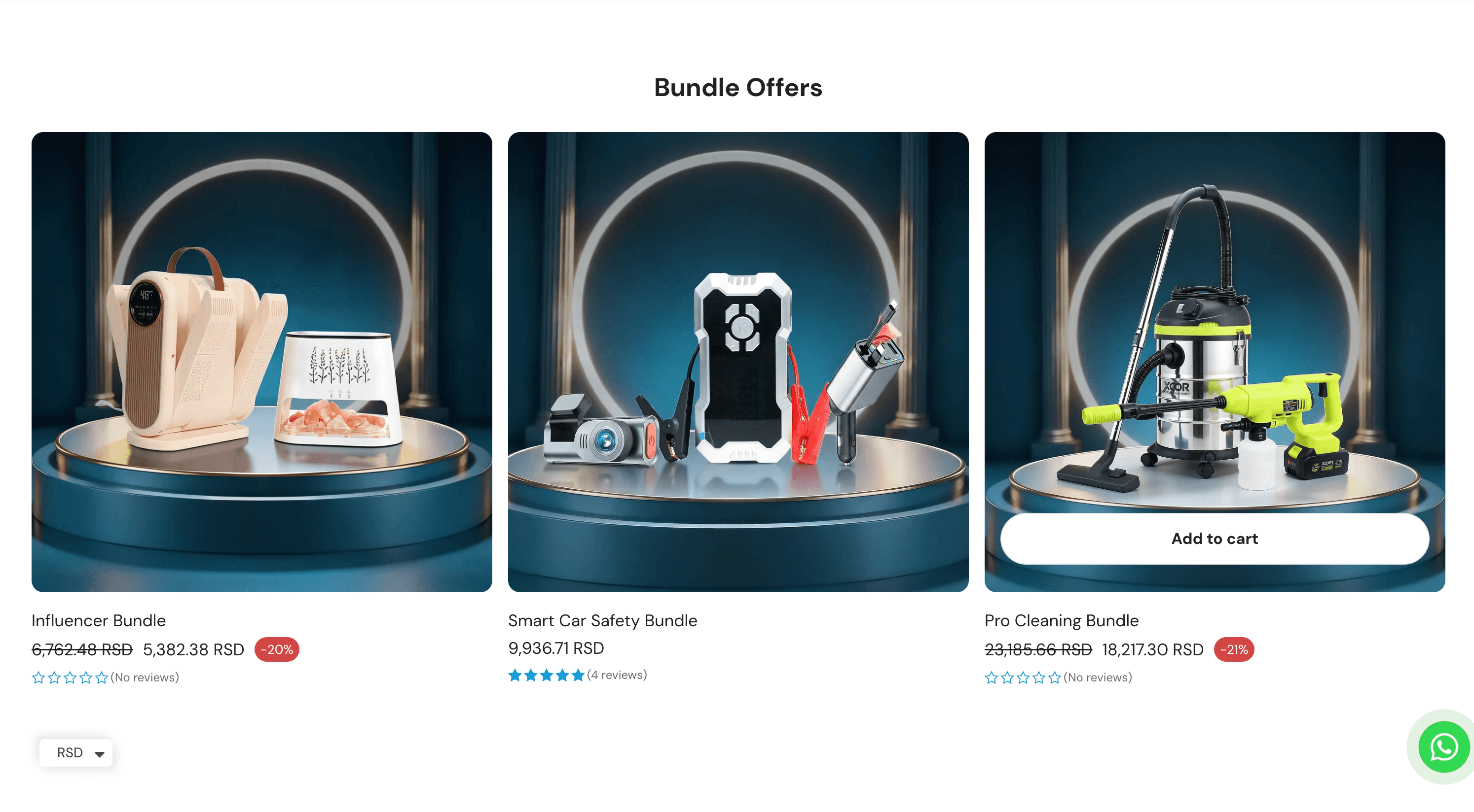 Nova storefront bundle offers showing live promotional pricing