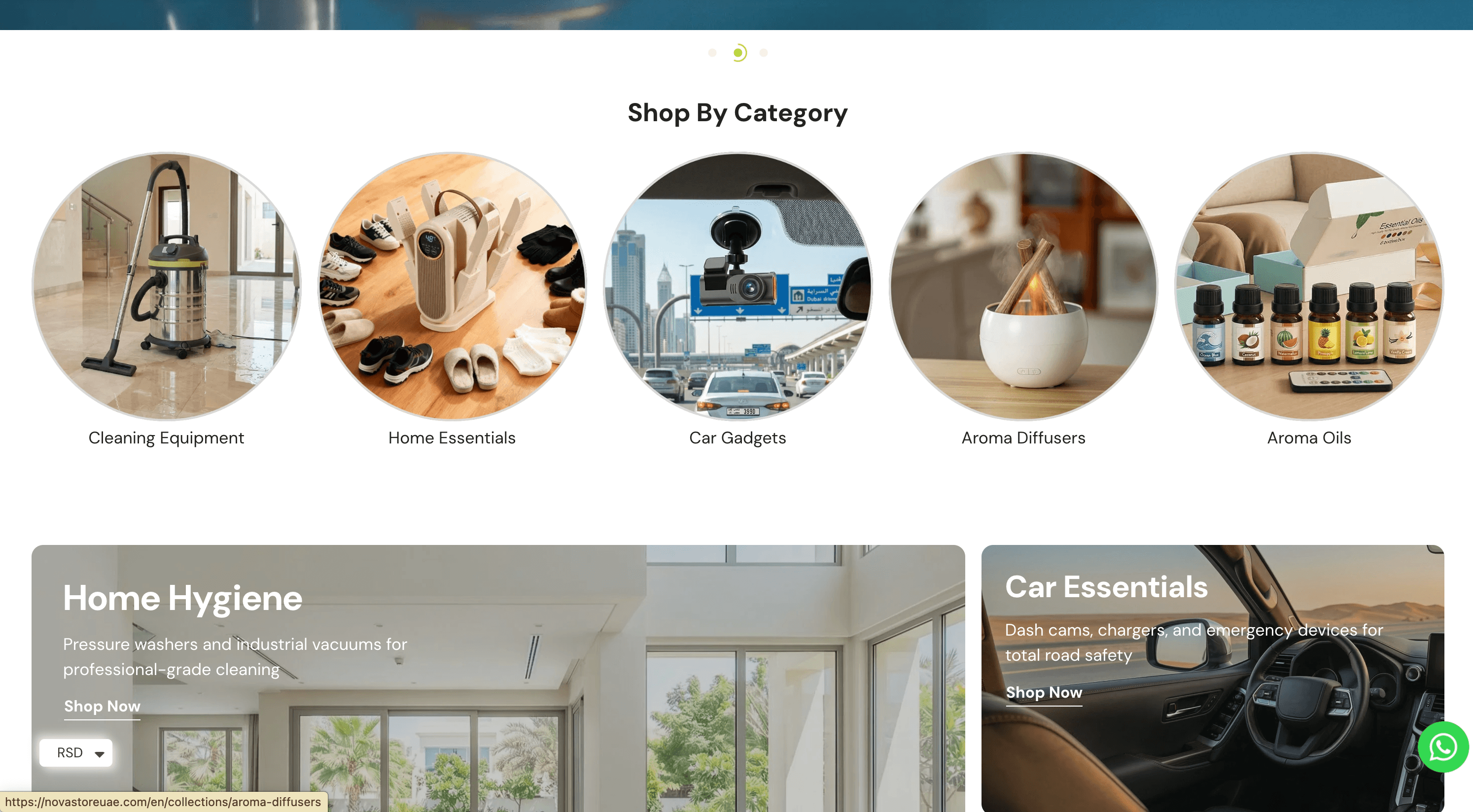 Nova storefront homepage showing the live enterprise Magento site